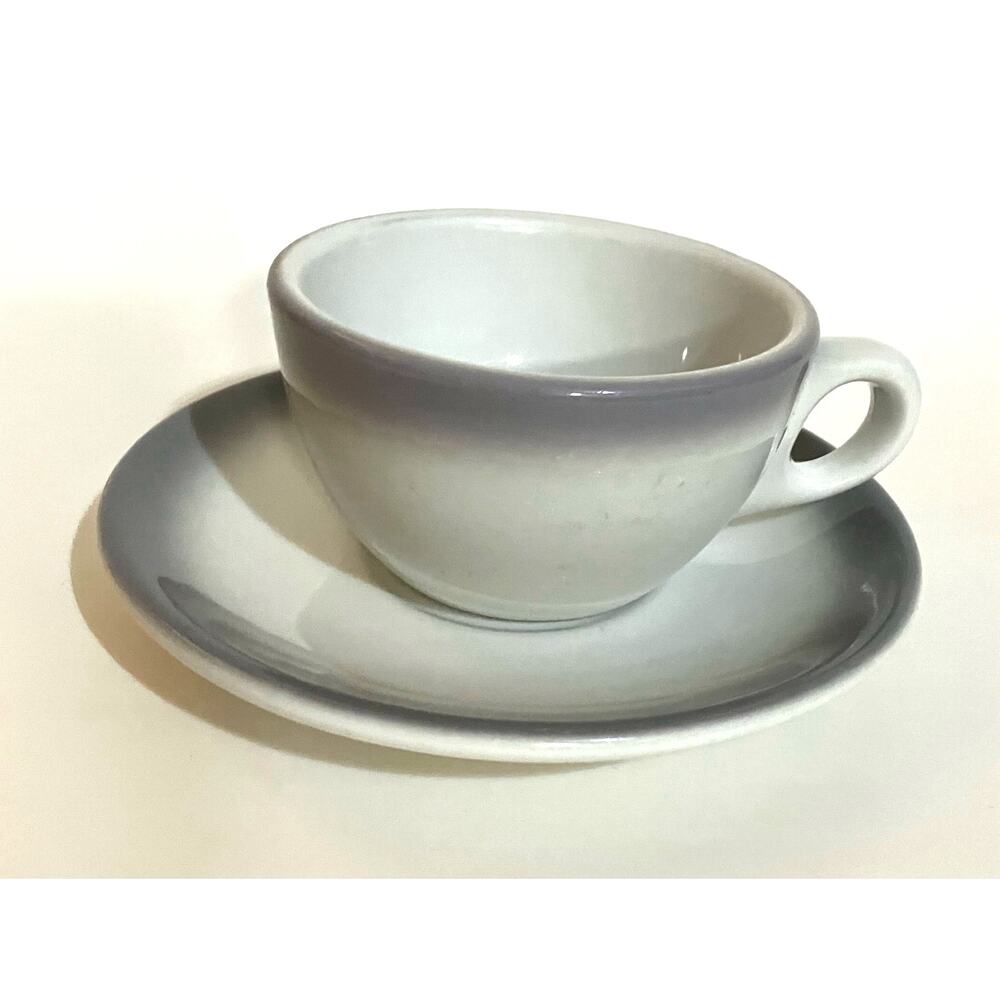 MCM Caribe Cup & Saucer Set Puerto Rico Restaurant Wear Gray Airbrushed